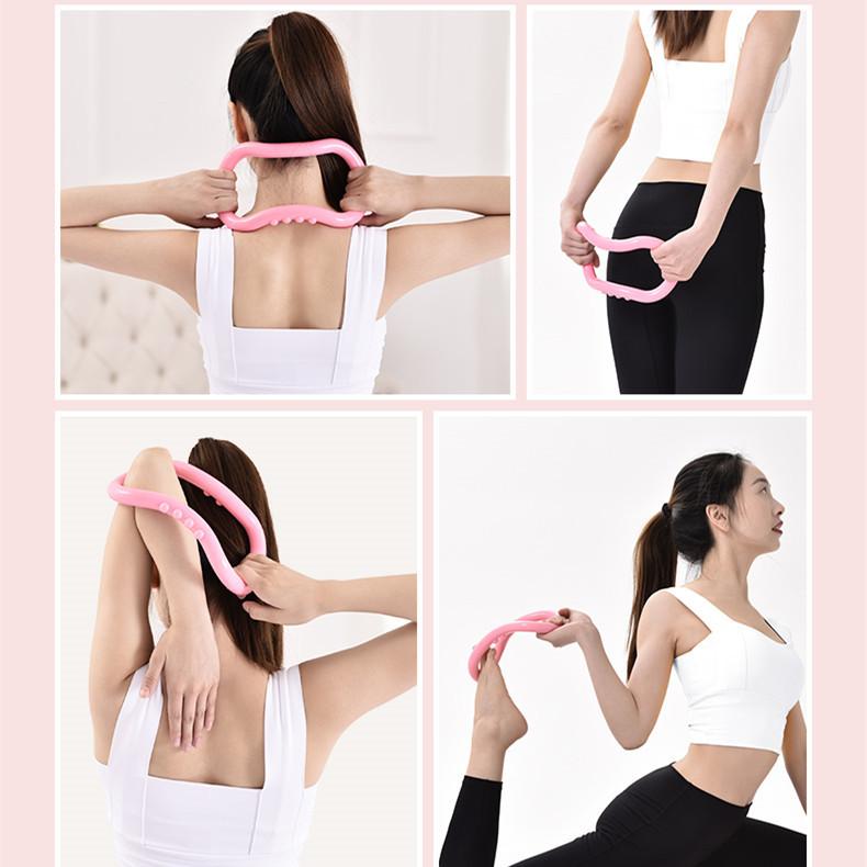 Pierścień do jogi w kolorze błyszczącego różu, pierścień do pilatesu, wielokolorowy pierścień do rozciągania otwartych ramion i powięzi pleców, pierścień do masażu jogi