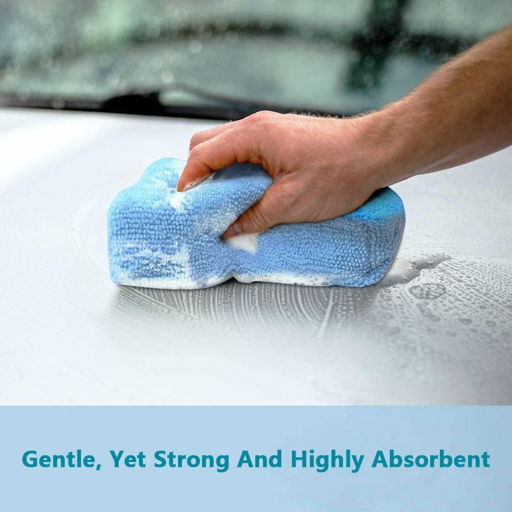 Car Wash Sponge, 10 Pack Microfiber Polisher Buff Soft Car Motorcycle Scale Removal Polishing Glass Car Beauty Maintenance