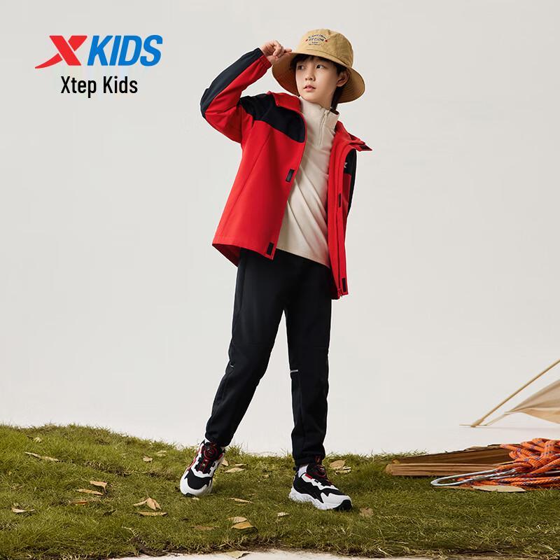 Xtep Kids' Color Block Hooded Windbreaker Jacket