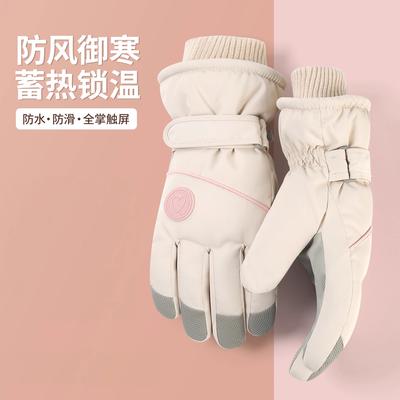 Ski Gloves Women's 2025 New Autumn Velvet Thickened Warm and Cold Electric Vehicle Riding Gloves