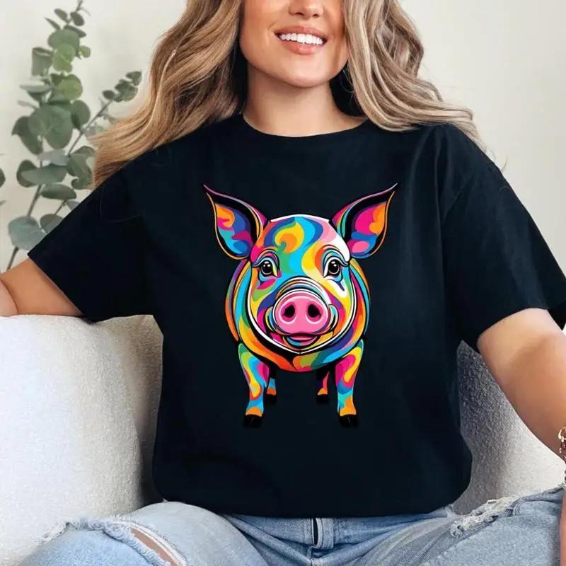 Pig Colorful T Shirt Fun Piggy Cute Lover Art Animal
