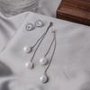 925 Silver Korean Zircon Pearl Tassel Earrings