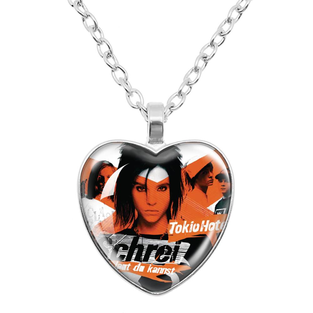 

Tokio Hotel Pendant Necklace Rock Band Bill Kaulitz Music Songer Picture Glass Heart Shape Necklace Jewelry Charm Fans Gift