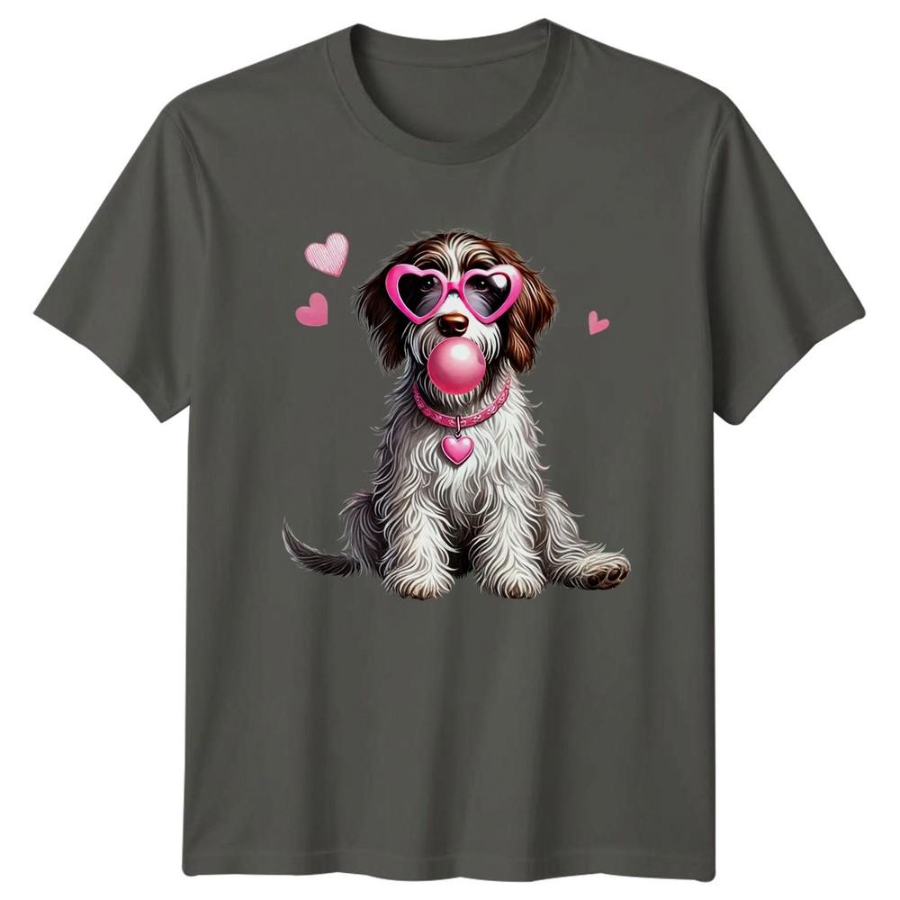 Bubblegum Dog Heart Sunglasses Animals Dogs Unisexs TShirt Unisexs Tee S