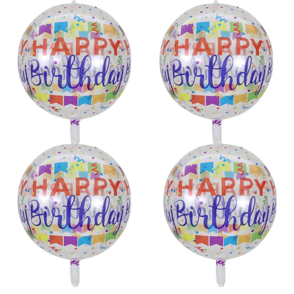 Pack of 2/4/6, 22-Inch 4D Round Transparent Colorful Aluminum Foil Balloons, Suitable for Birthday Parties, Birthday Gatherings, and Birthda
