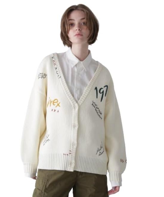 

AVIREX HAND EMBROIDERY KNIT CARDIGAN Women s F 033 Off white 783-4241601