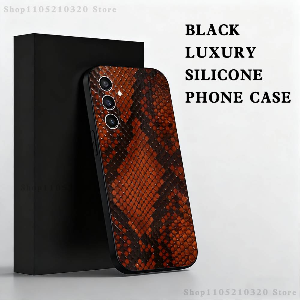 

Snakeskin pattern Art Phone Case For Samsung S25,S24,S21,S22,S23,S30,Ultra,S20,Plus,Fe,Lite,Note,10 Black Soft Shell SamsungS10