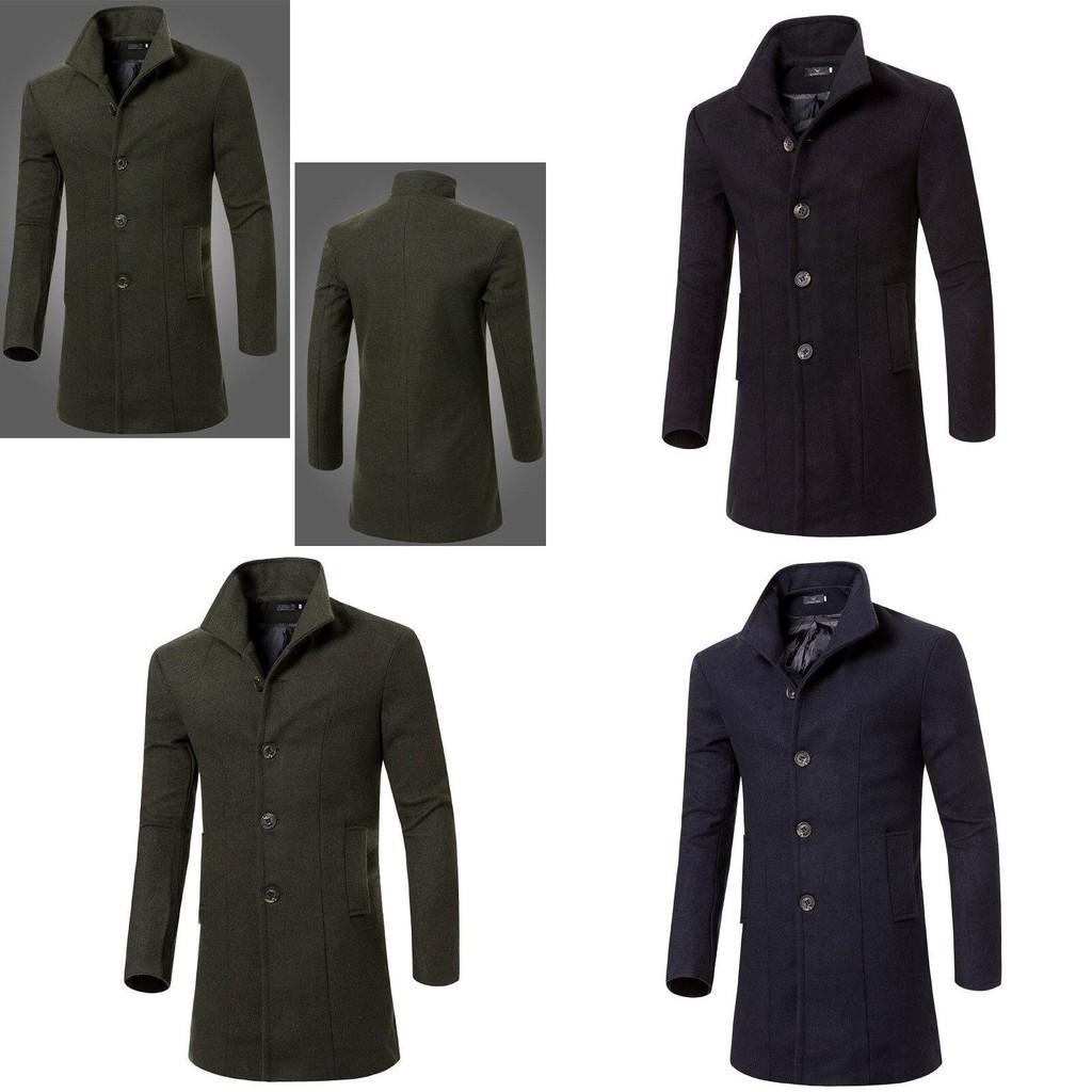 Luxurious Trench Coat Fashion Men's Jacket Winter Warm Wool Coat Outwear Long Overcoat