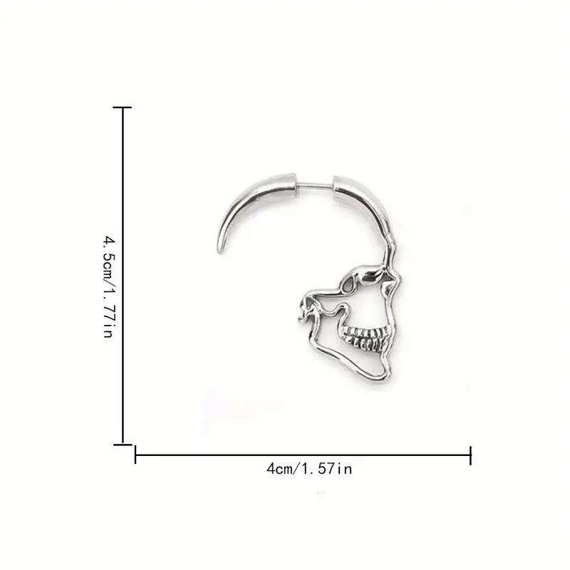 Unisex Gothic Punk Skull Stud Earrings - Retro Hollow Design Perfect For Everyday & Festive Wear