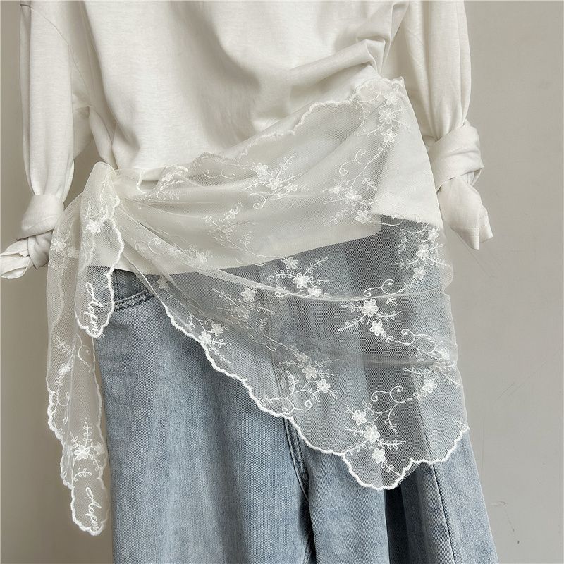 

Sweet Lace Lace Triangular Scarf Waistband Long Japanese Sweet and Cute Decorative Shawl Scarf 5XL