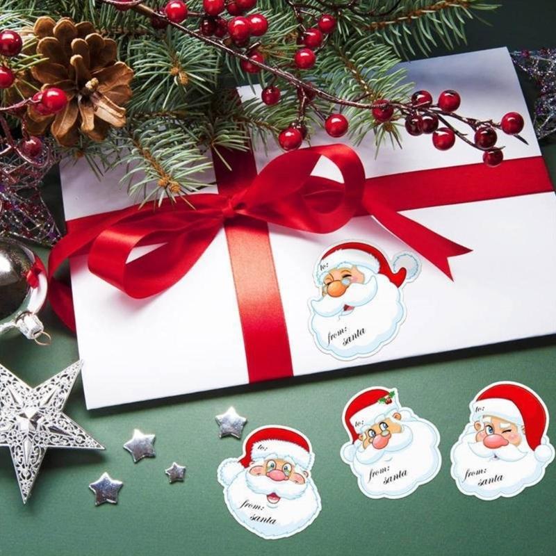 600PCS Christmas Santa Wrapping Labels 2.8inch Self-Adhesive Christmas Name Sticker for Envelopes Box Cards Candy Bag