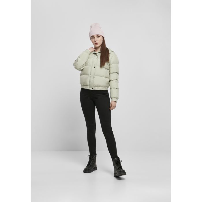 Veste Femme - Urban Classics - Hooded Puffer - Vert - Fermeture Éclair - Poignets Froncés