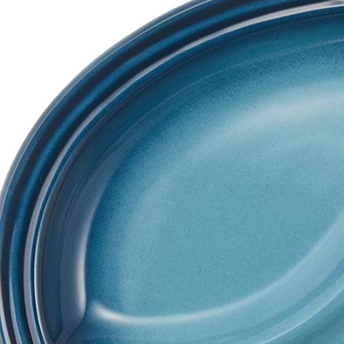 Le Creuset Multi-Oval Plate (Small), Marine Blue, Heat and Cold Resistant, Microwave and Oven Safe [Official Japanese Product]