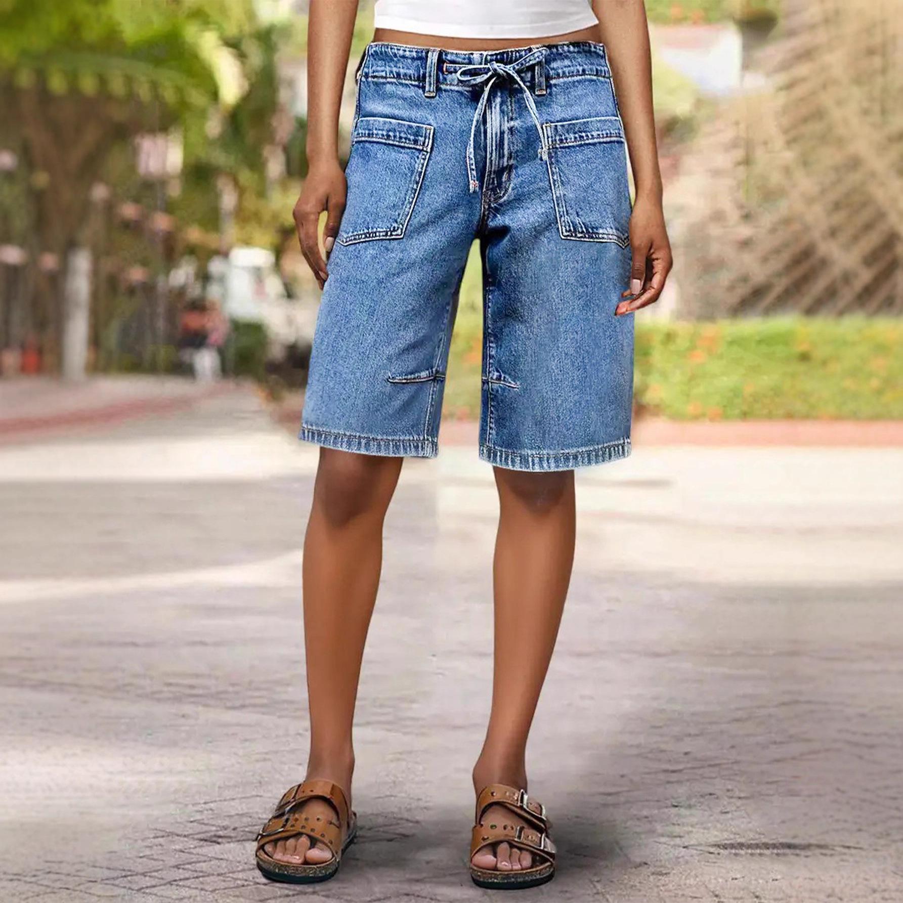 Denim Drawstring Bermuda Shorts US S/4