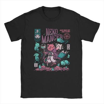 A Wild Cathulhu Anime Spooky Cat Cthulhu T Shirt Men Vintage T-Shirts Round Collar Cartoon Tee Short Sleeve Clothing Unique
