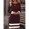 Women's Color Block Sheath Dress Long Sleeve Round Neck Knee Length Elegant Office Commuter Dress