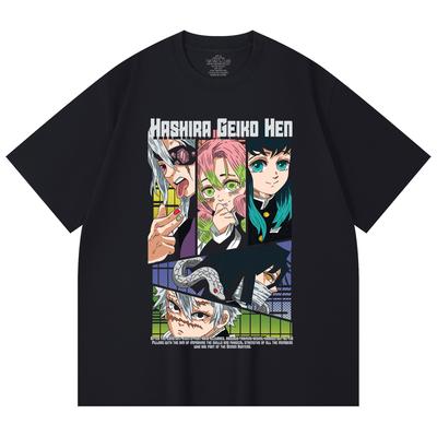 230 g/m² 100% Baumwolle Demon Slayer V18 Hashira Geiko Druck Unisex Schweres Baumwoll-T-Shirt