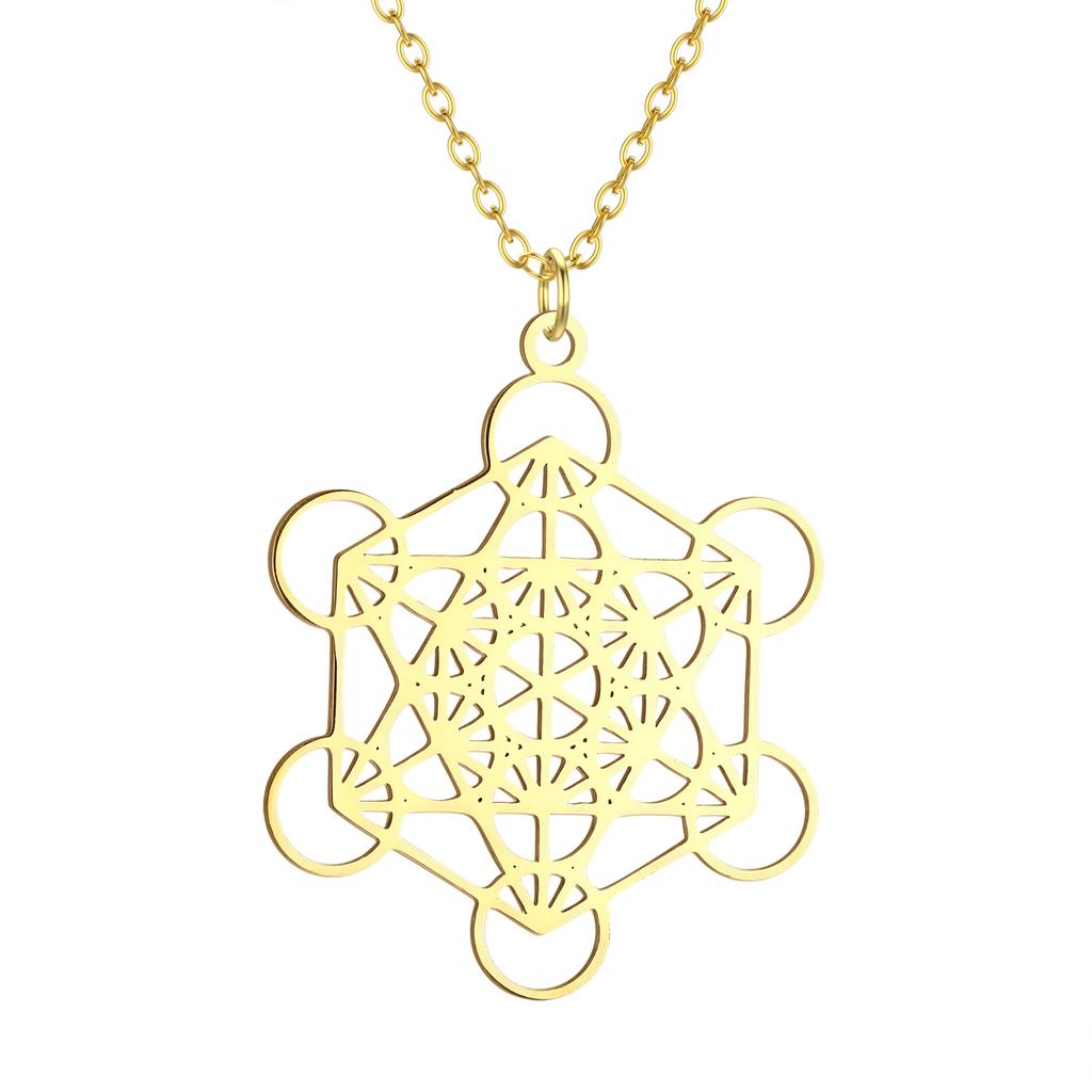 Kinitial Metatron Cube Pendant - Religiosus Symbol Necklace - Meditation Necklace Valentine's Day Birthday Gift