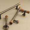 Vintage Look Nordic Cabinet Door Handle in Walnut and Brass for Clothing Storage