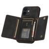 For iPhone 12 Mini 5.4 Inch Case Magnetic Button Tri-fold Wallet Kickstand PU Leather Coated TPU Cover