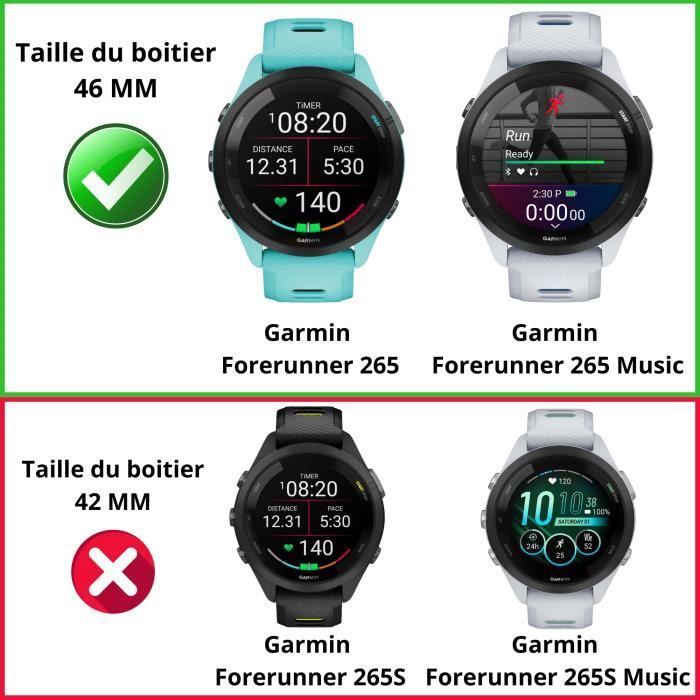 Kompatibel mit Garmin Forerunner 265 und 265 Music – Hartschalen-Schutzhülle mit transparenter Displayschutzfolie aus gehärtetem Glas von Phonillico®