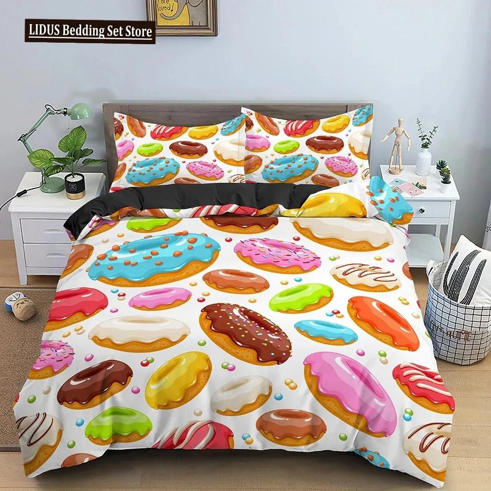 

Colorful Donut Print King Queen Full Size Bedding Set Duvet Cover Set Quilt Set For Adults Kids Teens Polyester Bedding Bedroom 70x133cm 2pcs