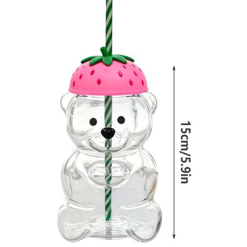 Kreative Bärenbechergläser mit Strohhalm & Deckeln Klarglasbecher für Starbucks Kaffeetassen Milchgetränk Wasserbecher für Weihnachtsgeschenke