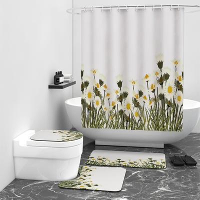 Daisy Series Digital Printed Shower Curtain Bathroom Blocking Waterproof Curtain