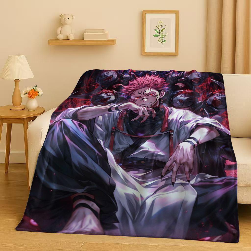 Anime Jujutsu Kaisen Cartoon Itadori Yuj Flanelldecke, Ultraweiche Warme Plüschdecke für Zuhause Schlafzimmer Bett Sofa Abdeckung Kindergeschenk
