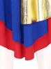 Vestido de Dança Litúrgica Feminino Gola Alta Manga Longa Patchwork Cor Contrastante Bainha Curva Vestido de Adoração