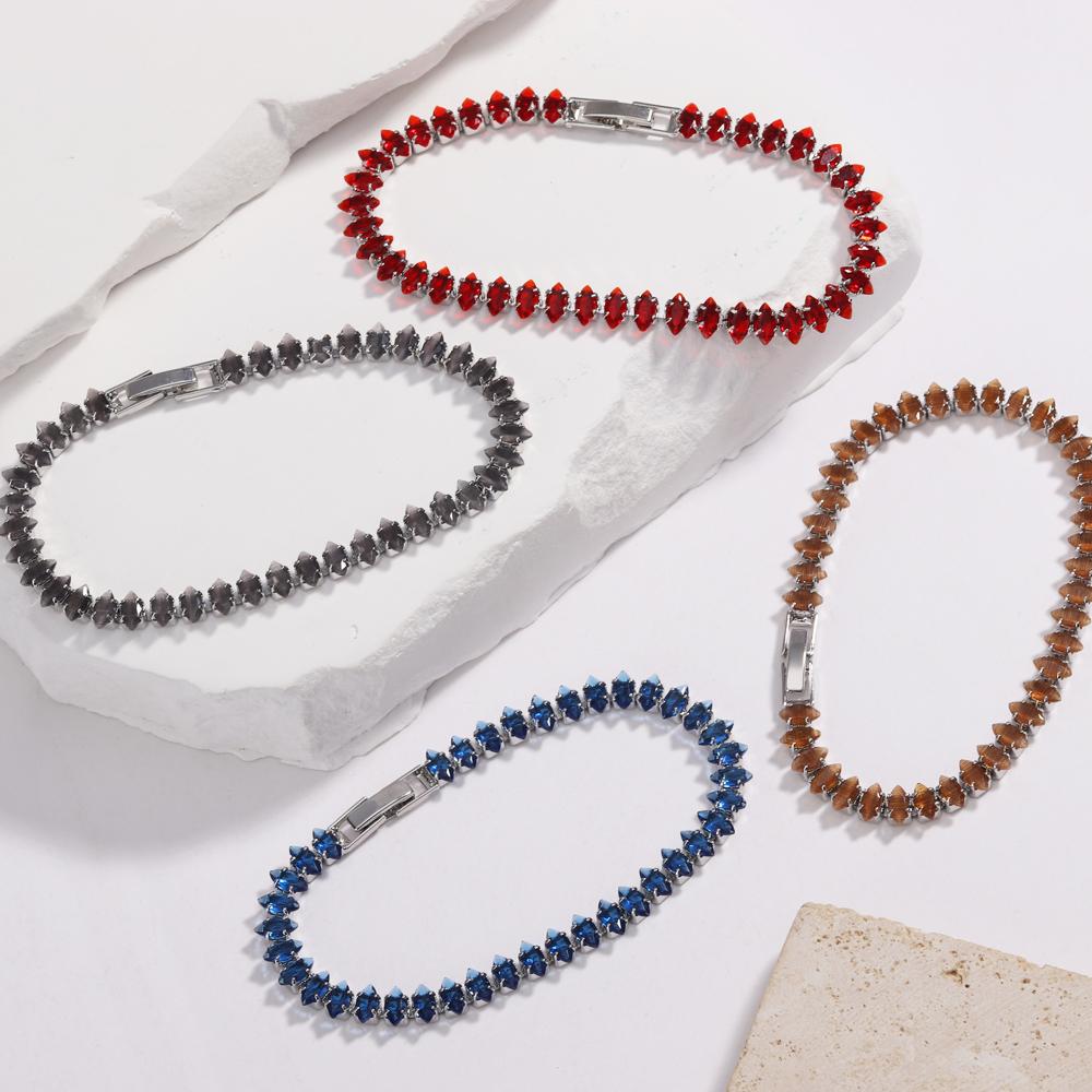 Luxury Dainty Tennis Bracelets for Women Silver Color Sparkling Colorful Cubic Zircon Stackable Hand Chain Crystal Wedding Jewel