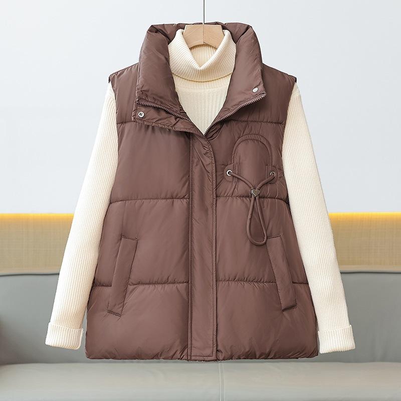 Women's outer vest stand-up collar vest versatile vest commuting down cotton vest outside autumn and winter