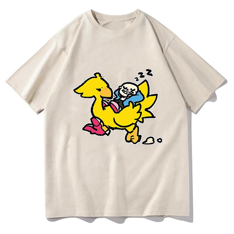 Sans and Chocobo Graphic T-shirts Unisex Fashion Cotton Tshirts Unisex Streetwear Hip Hop Cotton Loose Men/Women T Shirt Clothes