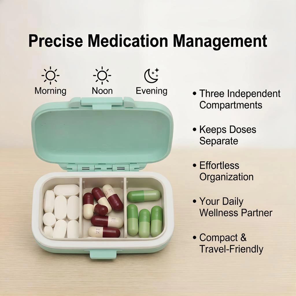 New Portable Pills Organizer Compact Pill Organizer for Home Travel Lightweight and Practical Pill Case 1 Day 3 Times Small