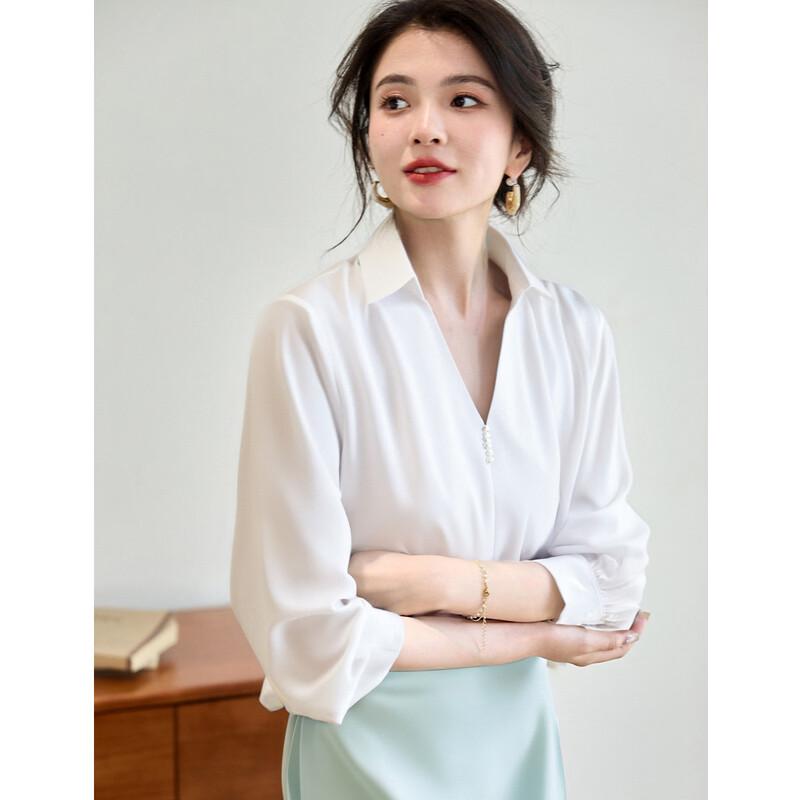 ORIGIN Women s V-Neck Long Sleeve Printed Blouse M