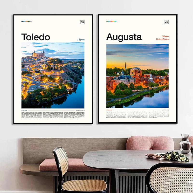 Berühmte Stadt Norwegen Moskau Barcelona Touristenstadt Architektur Kunst Poster Leinwandgemälde Wandkunst Bilder Heimdekor