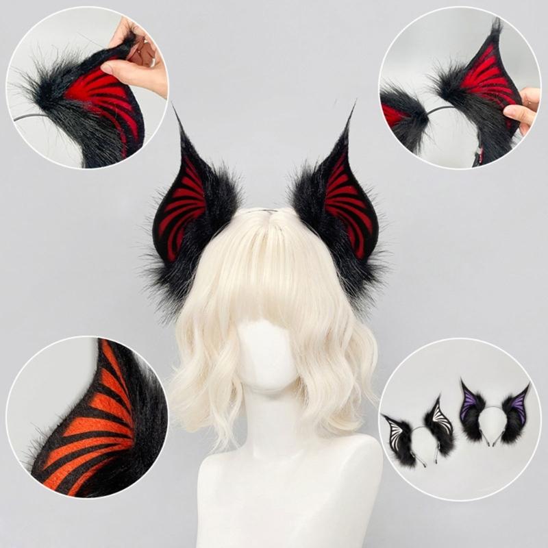 Gothic Bat Creature Ears Headpiece Cosplay Plush Hair Hoop Props For Role Play And Costume Event LARP
