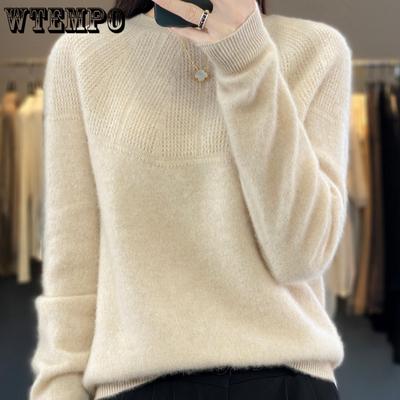 Wool Sweater Women Autumn Winter Pullovers O-Neck Hollow Long Sleeves Cashmere Knitwear Female Basic Bottoming Shirt