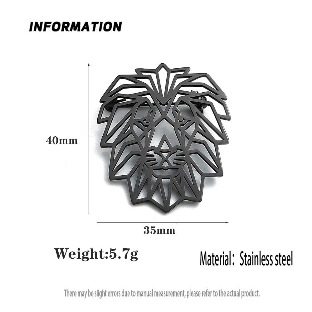 Men's Cyberpunk Style Lion Metal Brooch, Geometric Structure Badge Accessory, Jacket/backpack Hip Cool Decorations.