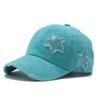 European and American Tide Pure Cotton Washed Ponytail Hole Five Pointed Star Baseball Cap Fashion Ponytail Hole Curved Brim Cap