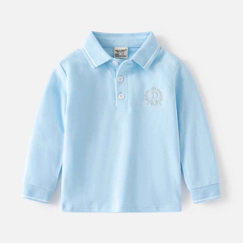 Spring and Autumn T-shirt Long Sleeve Letters Children's Polo Shirt