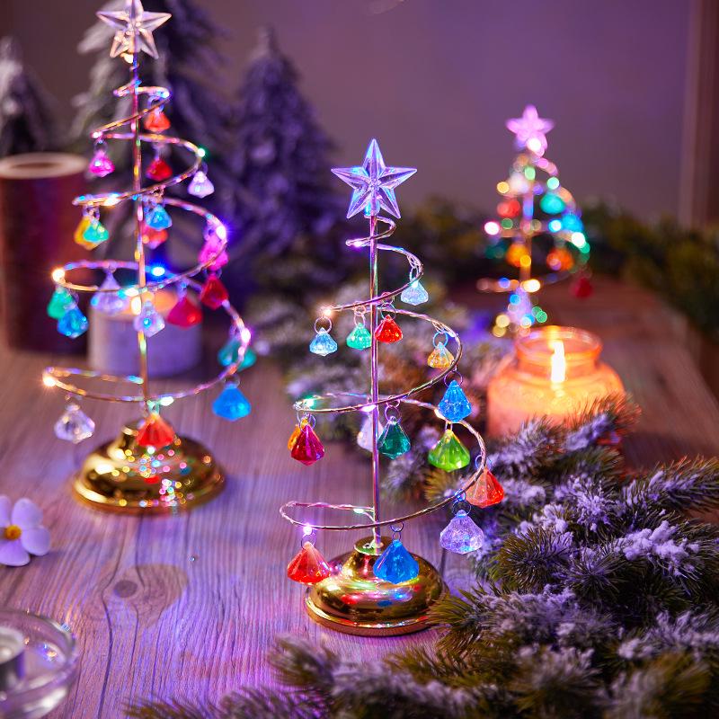 Luminous Electroplated Iron Christmas Tree Ornament Night Light