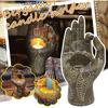 Hztyyier Buddha Yoga Candle Holder Carved Gesture Candlestick Hand Tabletop Tealight Desktop Candle Decor