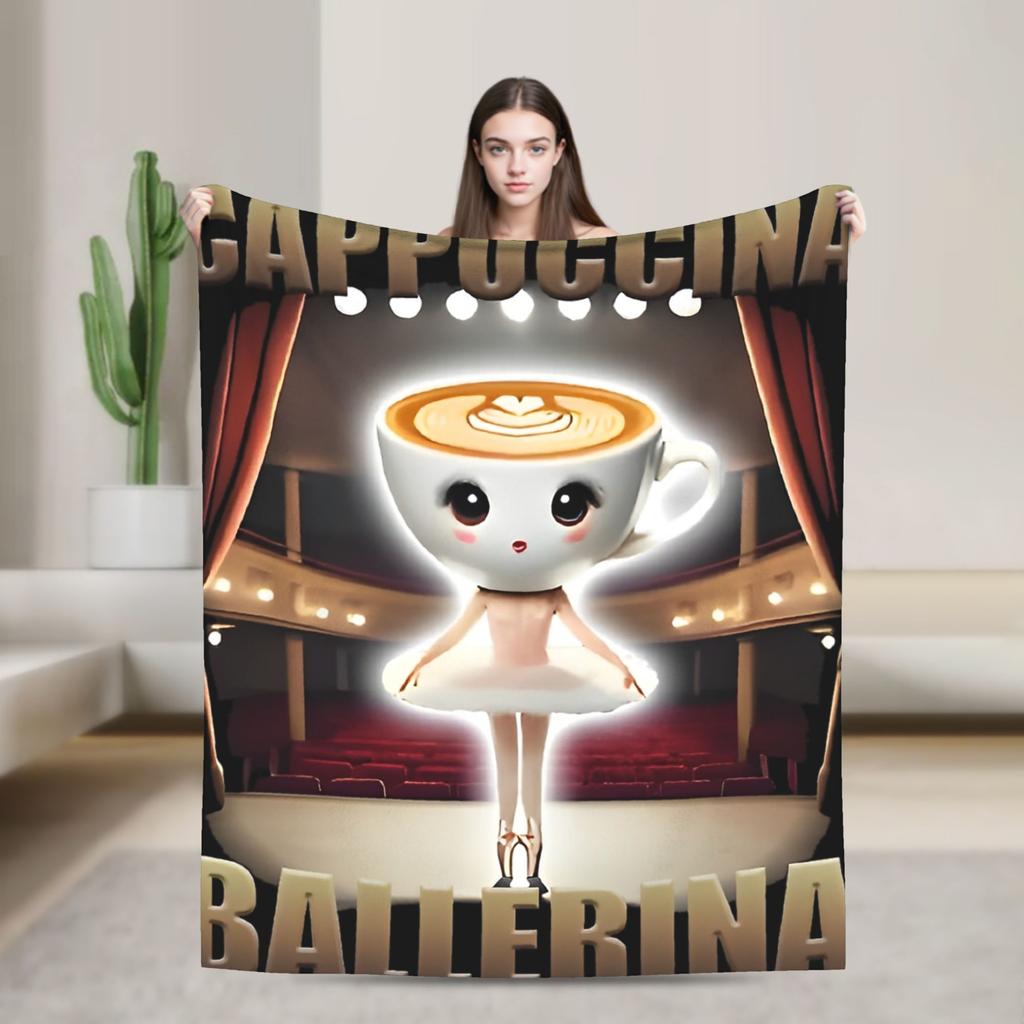 Italian Brainrot Tralalelo Tralala Tung Tung Tung Sahur Meme Fleece Blanket Throw Blanket for Bed Sofa Couch Plush Thin Quilt
