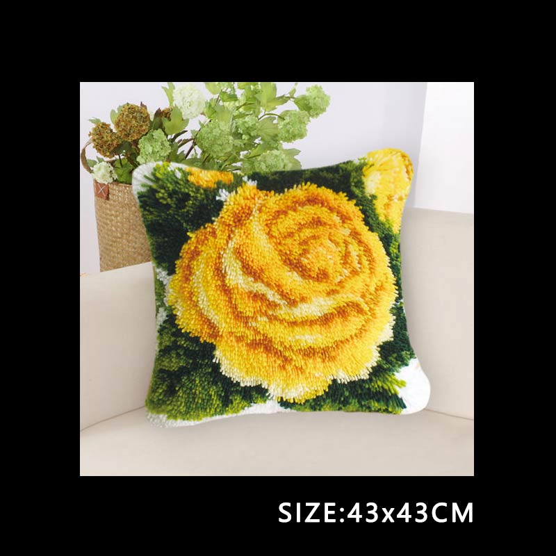 DIY Carpet Embroidery Latch Hook Kit Plant Series Segment Embroidery Pillow Flowers Grass Coarse Wool Cross Stitch 3D Latch Hook