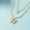 Korean Rhinestone Butterfly Double Layer Necklace - Versatile Cool Aesthetic Clavicle Chain for Women