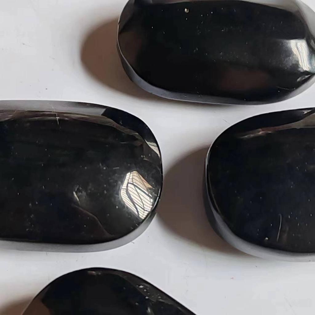 Natural Crystal Stone Obsidian Palm Stone Chakra Reiki Healing Pocket Worry Stone
