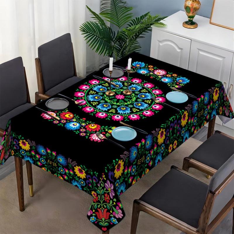 Bohemian Print Rectangle Table Cloth for Table Decor Holiday Party Waterproof Reusable Tablecloth for Tables Wedding Party