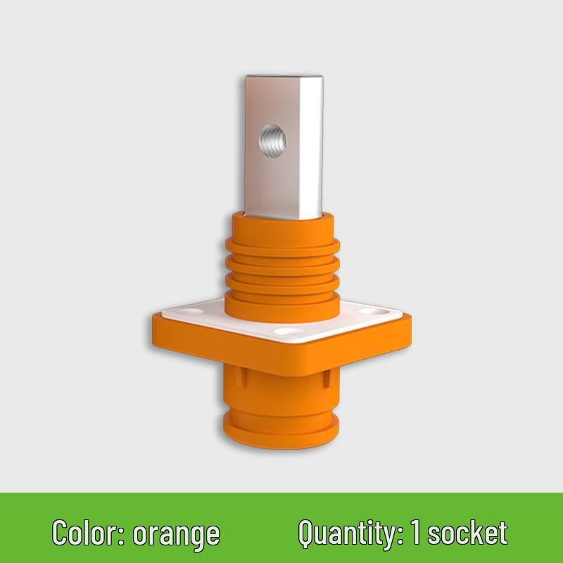 Black and Orange Angled Plug Socket; Positive/Negative Pole Energy Storage Connector; Threaded Hole; 70A-120A Current Capacity