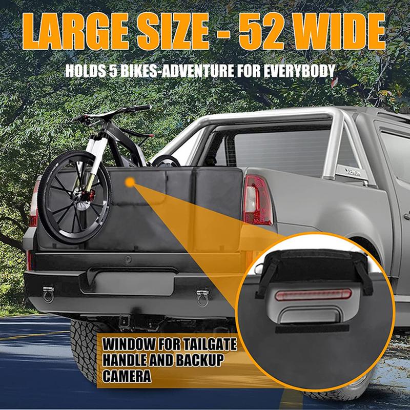 Tailgate Bike Pads Waterproof Tailgate Truck Protection Pad with Secure Bike Frame Straps 2 Tool Pockets Load up to 5 Bicycles